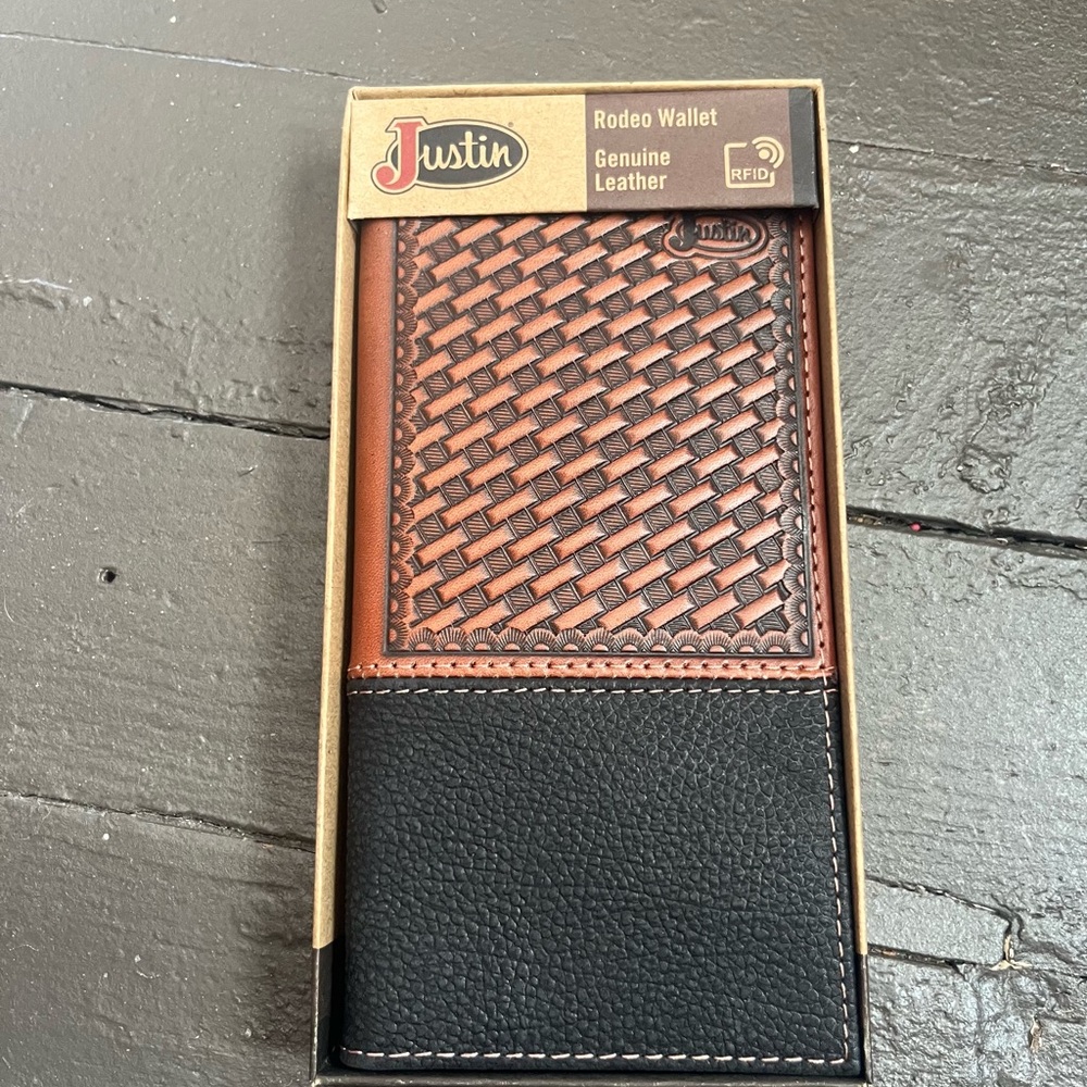 Justin Boots Men's Brown and Black Rodeo Wallet